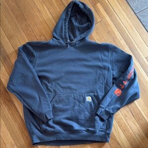 Carhartt Gray and Orange Sweatshirt with Hood and Pullover Style